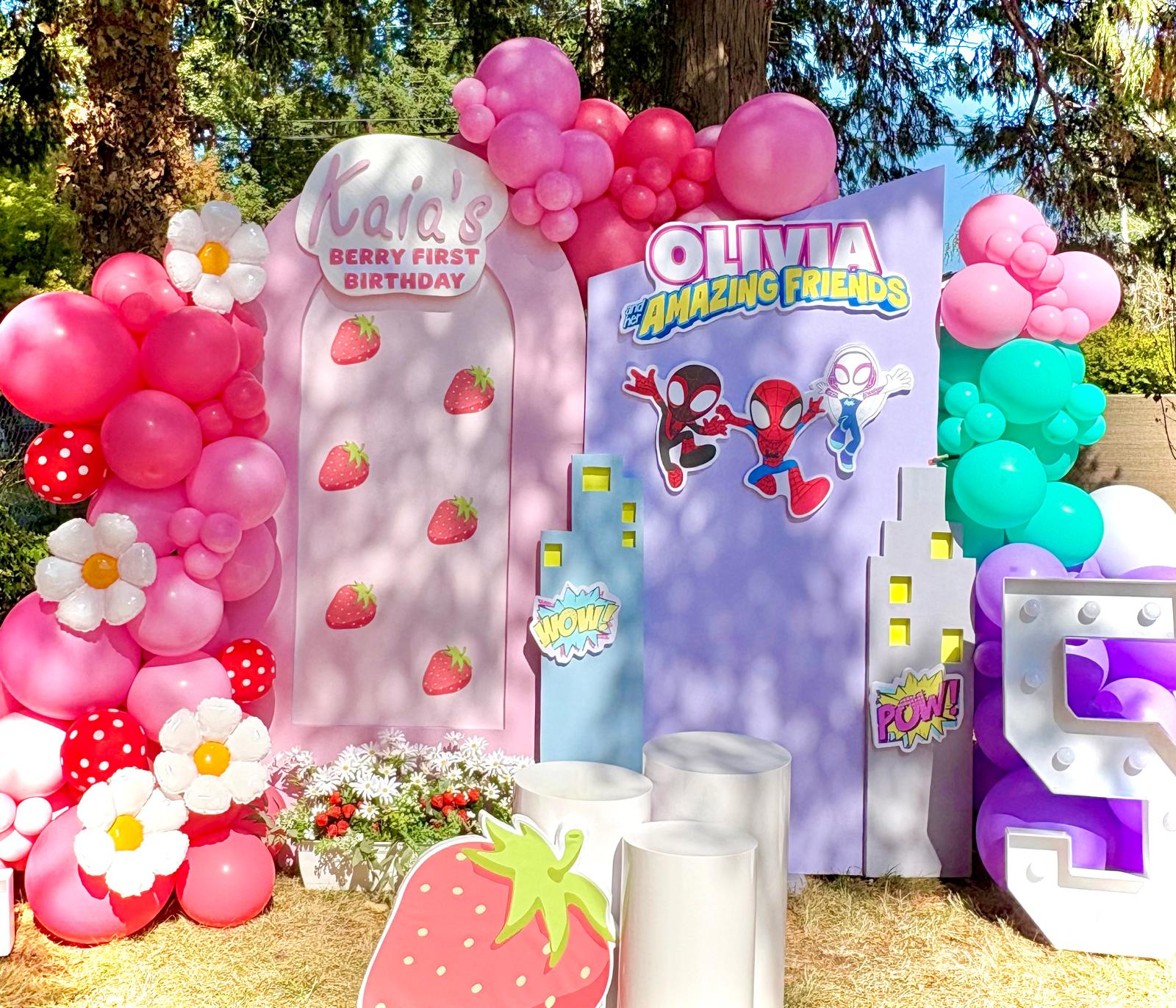 Strawberry and Spiderman Themed Party
